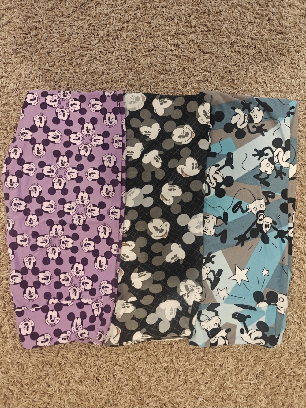 LuLaRoe Adult One Size Leggings, 3 Mickey Pairs Included